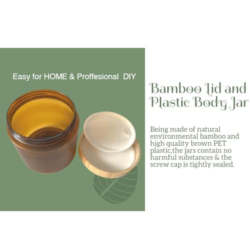 16oz Bamboo Lid Refillable Cosmetic Jar 2 Pack for Skin Care & Makeup Storage