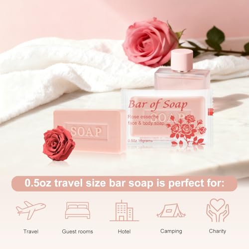 Rose Mini Soap Bars - 1 Ounce (Pack of 60) for Travel & Hotels