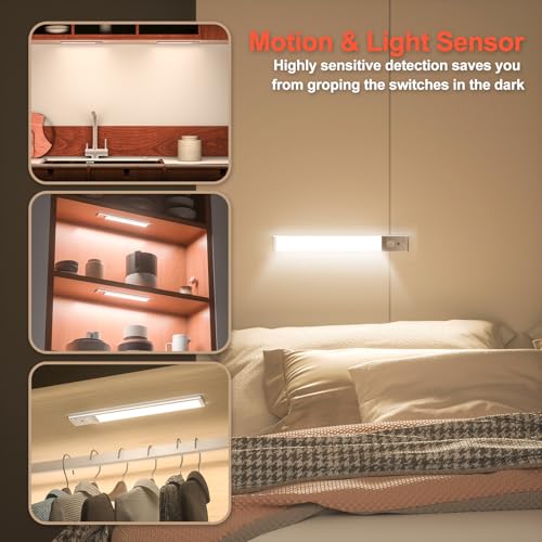 10-Inch Rechargeable Under Cabinet Lighting with Motion Sensor - 2 Pack