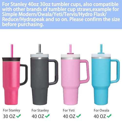 10 Reusable Straws for Stanley Tumblers | 12-Inch Colorful Straws with Cleaning Brushes