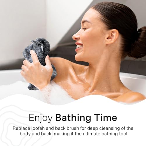 Yiclick 3 PCS Exfoliating Washcloth Towels - Exfoliating Body Scrubber Exfoliator, Back Scrubber for Shower Bath Use, Japanese & Korean Scrub Wash Cloths, Loofah Lufa Sponge Washer for Women Men