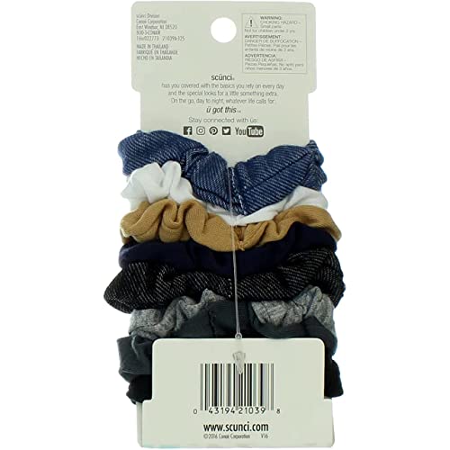 Scunci Mini Scrunchies - 8 Count Ouchless Denim Hair Elastics