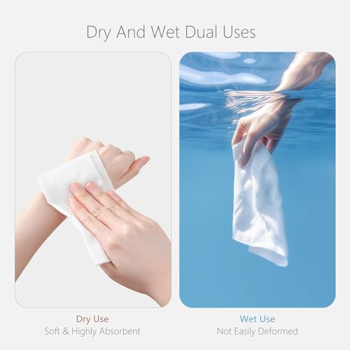 Vuacepe Biodegradable Disposable Face Towels - 100 Count Cotton