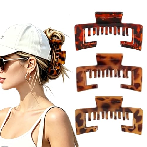 PlurrShye Hat-Friendly Hair Claw Clips for Baseball Caps, 3 Pack