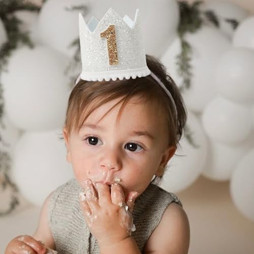 KOJIN 1st Birthday Hat - White Boho Cake Smash Prop