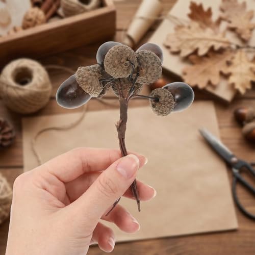 Abaodam 3pcs Realistic Artificial Acorn Picks for Fall Decor