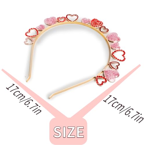 Valentine's Day Heart Rhinestone Glitter Headband for Women & Girls - Wedding, Party & Gift Accessory