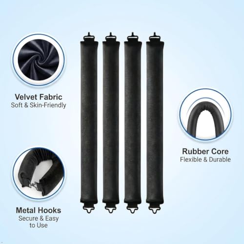 Liedrg Deep Black Heatless Hair Curlers Set - No-Heat Satin Velvet Overnight Curling Rods for All Hair Types