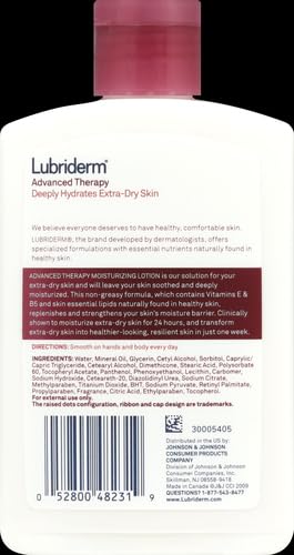 Lubriderm Advanced Therapy Fragrance-Free Lotion 6 Oz (Pack of 2) - Intense Hydration for Dry, Sensitive Skin