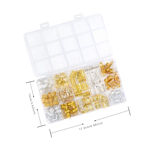 YANTAISIYU 170 Pcs Hair Jewelry for Braids - Gold & Silver Dreadlock Accessories
