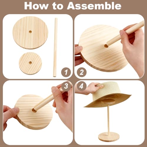 PH PandaHall Wooden Hat Display Stand - 2 Set Non-Slip Rack
