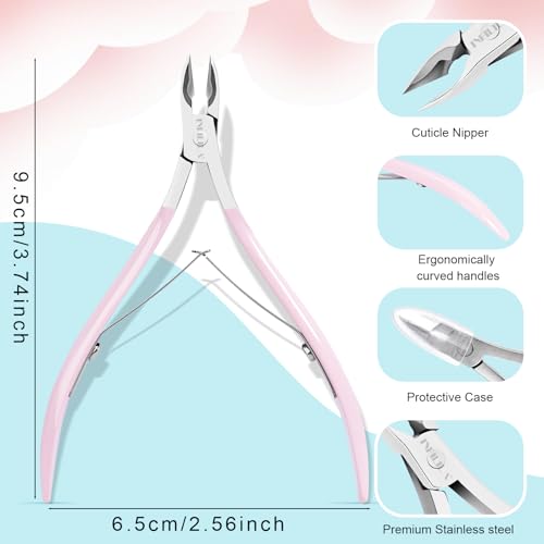 NXJ INFILILA Pink Cuticle Nippers - Sharp Stainless Steel Cuticle Clippers for Women, Professional Nail Salon & Home Use (Pack of 2)