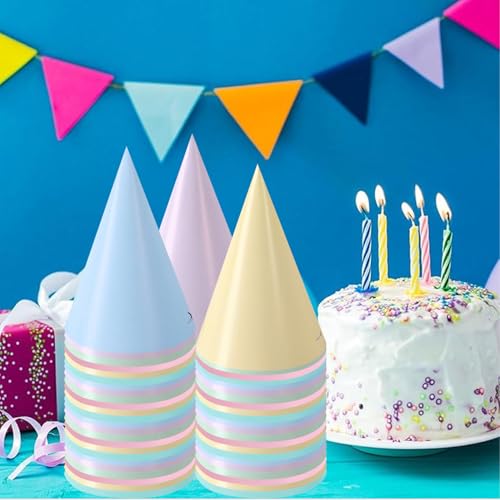 36PCS Adjustable Pastel Party Hats for Adults - Cute Birthday Decorations