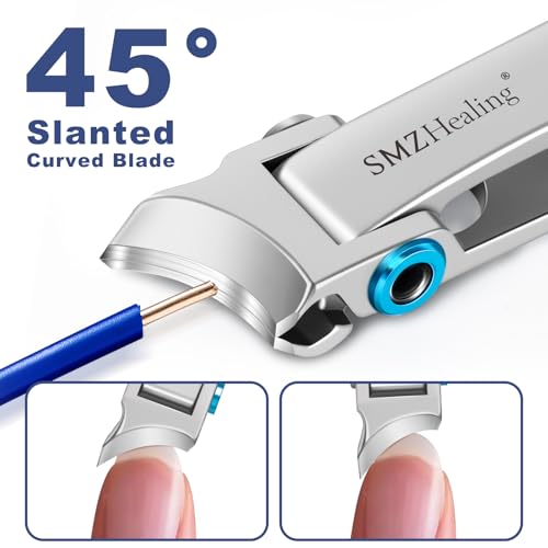 SMZHealing 4pcs Black & Silver Thick Toenail Clippers for Seniors, Men, Women