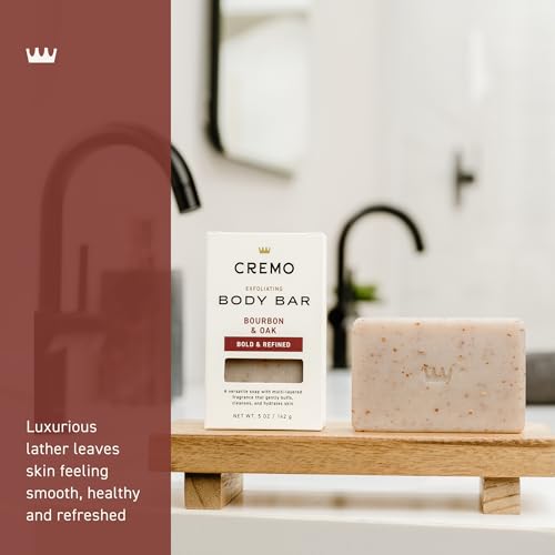 Cremo Bourbon & Oak Exfoliating Body Bar for Men - 5oz