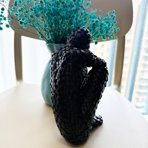 Abstract Black Mosaic Thinker Figurine - Resin Home Decor