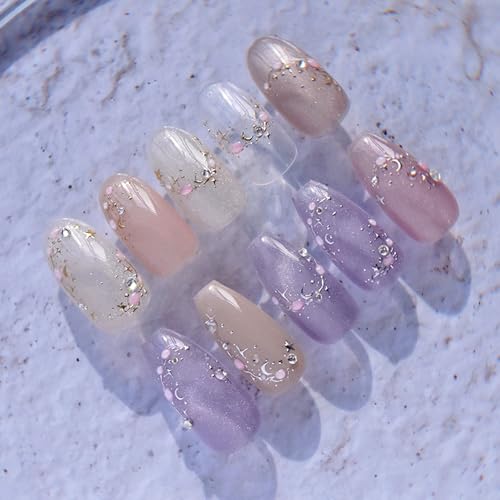 Dornail Gold Ice Crystal French Nail Stickers - Moon & Star Jelly Tips