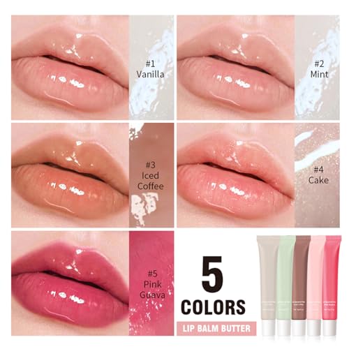 5-Piece Tinted Lip Butter Balm Set - Hydrating Flavored Lip Care