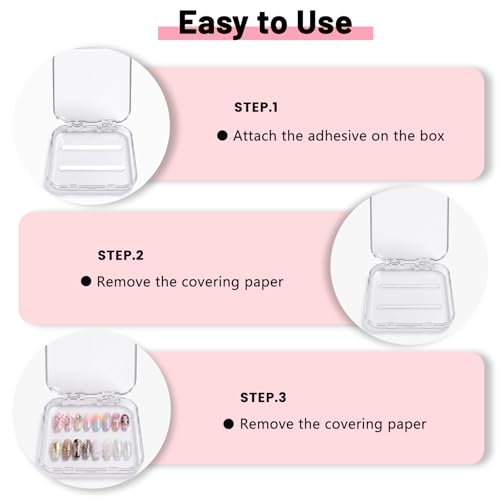 12Pcs Clear Press On Nail Organizer with Large Storage Box & Dual Sided Tape - TIOWJABK Variant