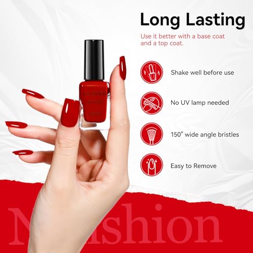 Nailshion 375 Noble Red French Nail Polish - Classic Air Dry Red Gel