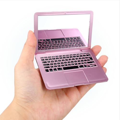 Rose Gold Mini Laptop Mirror - Compact Folding Makeup Mirror