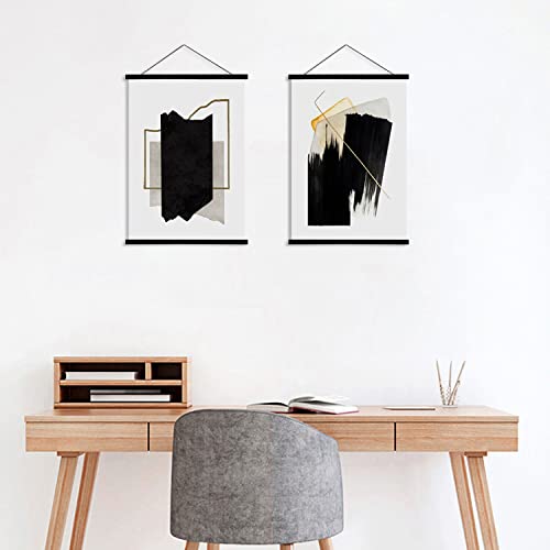 WITCOLOR Magnetic Black Wood Poster Frame Hanger - 11"