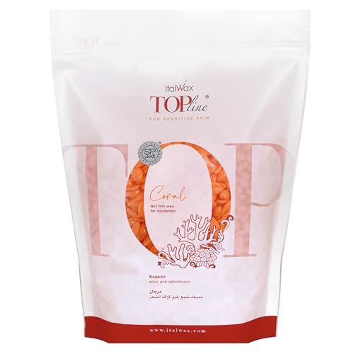Italwax Top Line Coral Hard Wax Beads 1.65 lb (750 g) ? Creamy Strong Grip Wax for Bikini & Coarse Hair, Suitable for Sensitive Skin, Professional Use ? Made in Italy