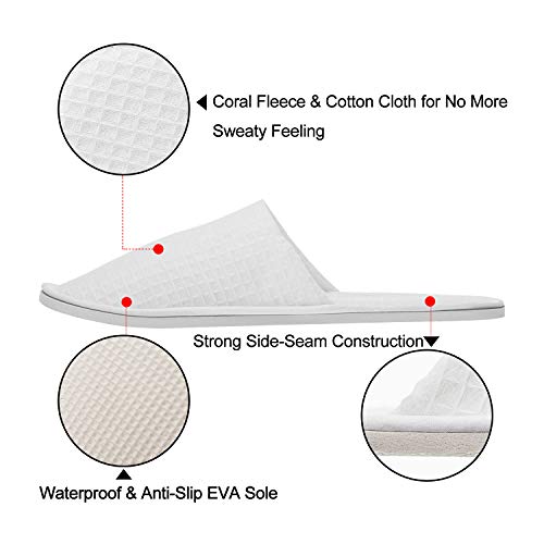 AhfuLife Spa Slippers - 5 Pairs of Disposable Closed-Toe White Slippers, Non-Slip, Unisex, Size 9-11 Women/7-10 Men