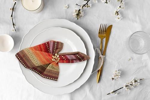 Salsa Stripe Cotton Napkin Set of 6 - 18x18 inch Multicolor Dinner Napkins