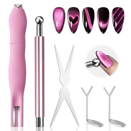 EBANKU 5PCS Cat Eye Nail Magnet Set with Mixed Magnet Tools - DIY Nail Art Kit