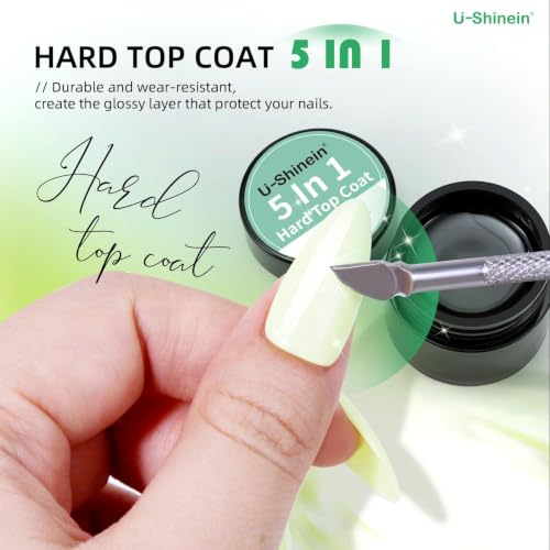 U-Shinein 5-in-1 Clear Non-Sticky Builder Gel & Top Coat - No Wipe, Long Lasting, Nail Extension & Decoration