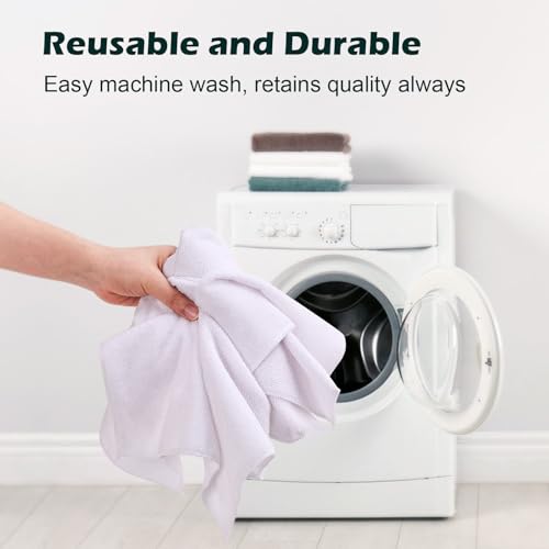 TEAWOO White Microfiber Washcloths - 15 Pack, Soft & Quick-Drying