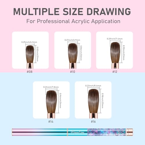 RIYUEXING Blue Size 14 Kolinsky Acrylic Nail Brush for Nail Art & Manicure