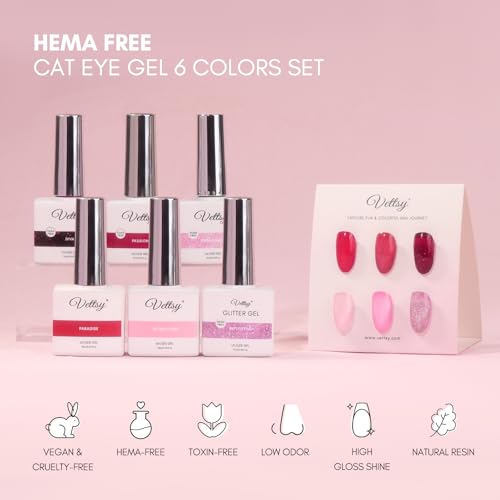 Vetsy HEMA-Free Valentine Gel Nail Polish Set - 6 Romantic Long-Lasting Colors