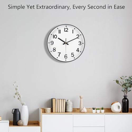 Silent Analog Wall Clock - 12 Inch Battery Operated, Easy-to-Read Design for Home & Office