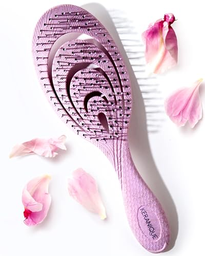 Keranique Detangling Hair Brush - Flexible Scalp Massaging Paddle Brush