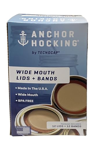 Tecnocap Wide Mouth Canning Lids & Bands - 12 Sets Red Gold
