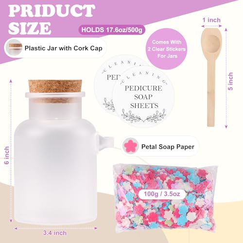DOSTATNI Flower Paper Soap Sheets & Bath Salt Jar - Pedicure Foot Soak Set