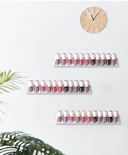LikeU Clear Acrylic Nail Polish Rack Shelf - 4 Pack Wall Mounted Organizer
