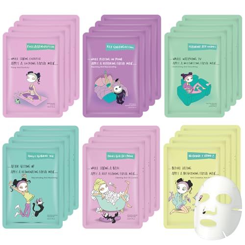 GUOYAOLIFU Hydrating Facial Mask Set - 24 Pack Hyaluronic Acid Sheet Masks