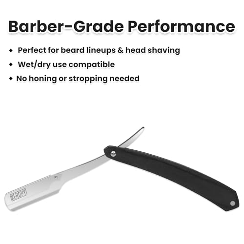Keropy Black Wooden-Handle Shavette Straight Razor (Variation: Black Wooden Handle)