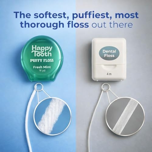 Happy Tooth Expanding Dental Floss with Hydroxyapatite & Mint Flavor - 3 Pack