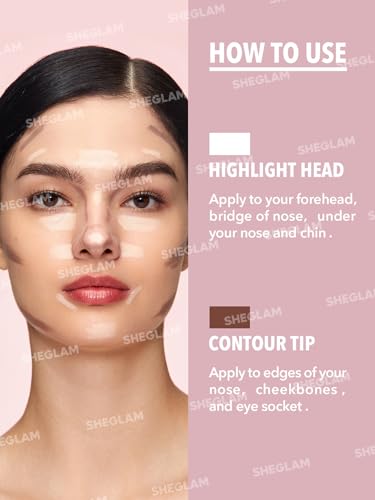 SHEGLAM Fine Line 2-in-1 Nose Contour & Highlight Pen Umber - Waterproof Cream Bronzer & Highlighter Stick