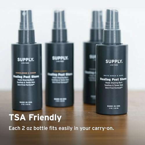 SUPPLY Healing Post Shave Spray for Men ? Alcohol-Free Aftershave to Soothe Irritation, Hydrate Skin & Reduce Razor Burn ? Sensitive Skin Friendly ? Sandalwood & Cedar, 2 oz