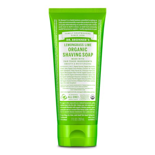 Dr. Bronner's - Organic Shaving Soap (Lemongrass, 7 Ounce) - Certified Organic, Sugar and Shikakai Powder, Soothes and Moisturizes for Close Comfortable Shave, Use on Face, Underarms and Legs