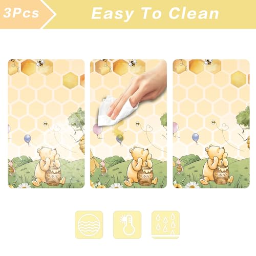 WISSLERMER 3pcs Classic Bear Baby Shower Tablecloths - 54x108 Inches