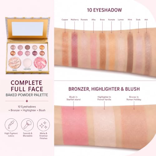 Miss Rõse 13-in-1 Baked Makeup Palette: Bronzer, Blush, Highlighter & Eyeshadow