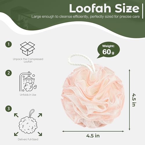 Yolaist Loofah Sponge 4 Pack - Exfoliating Bath Scrubber