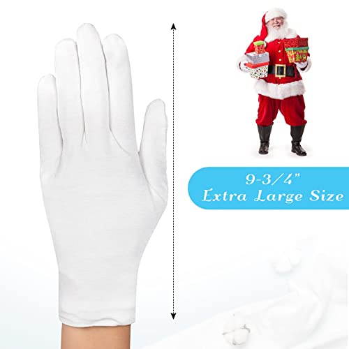 PAXCOO Extra Large White Cotton Gloves – 6 Pairs for Moisturizing & Eczema Relief (Pack of 2)