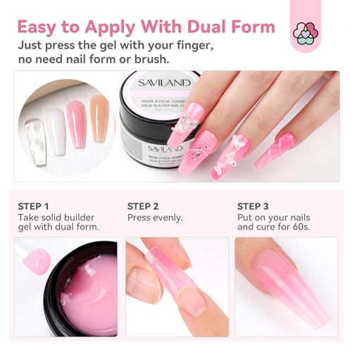 15pcs Solid Builder Nail Gel Kit - Clear Nude Pink White Non-Sticky Long-Lasting